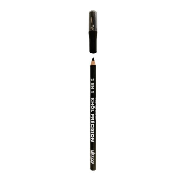 Miss Cop CRAYON KHÔL PRECISION 2 EN 1 AVEC TAILLE CRAYON akių pieštukas su drožtuku, 01- Noir, 1,4 g.