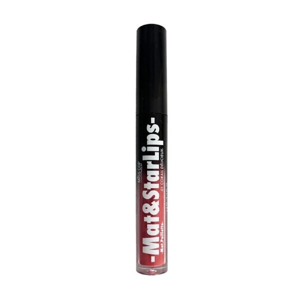 Miss Cop Mat & Star Lips skysti lūpų dažai, 01- Corail Délicieux, 3,3 ml.